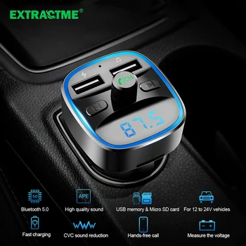 Extractme Bluetooth5.0 Кола FM-предавател Безжичен 