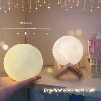 W & G Винил Лунна Светлина Креативен САМ Батерия 3D Лунна Светлина Украса 