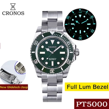 CRONOS L6005 Без Дата Мъжки часовник за Гмуркане 20 Бар PT5000 Луксозни BGW9 Напълно Светещи Часовници, Автоматични Часовници Мъжки Механични Часовници